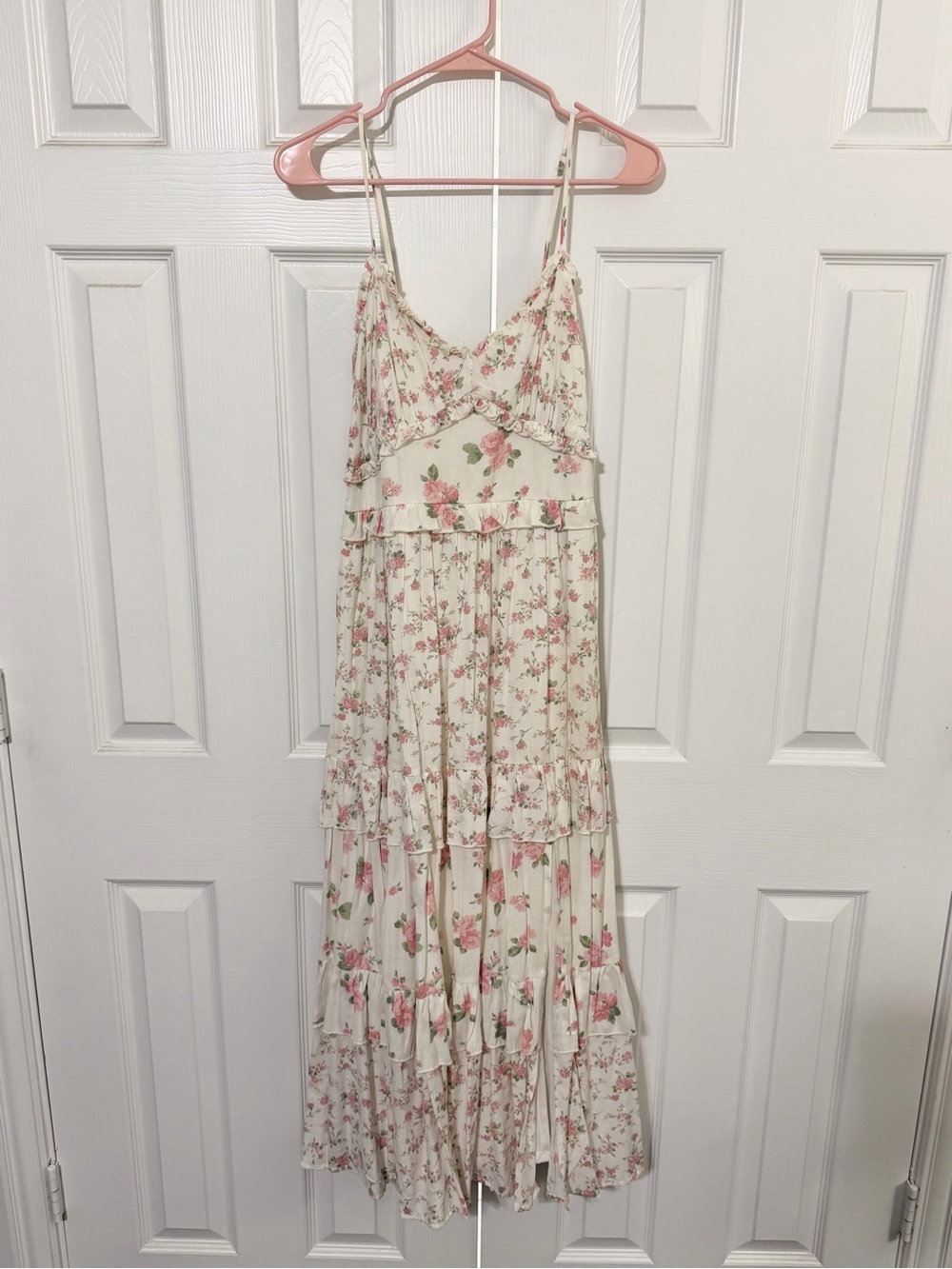 Altar'd State Cream Maxi Dress with Pink Floral Print